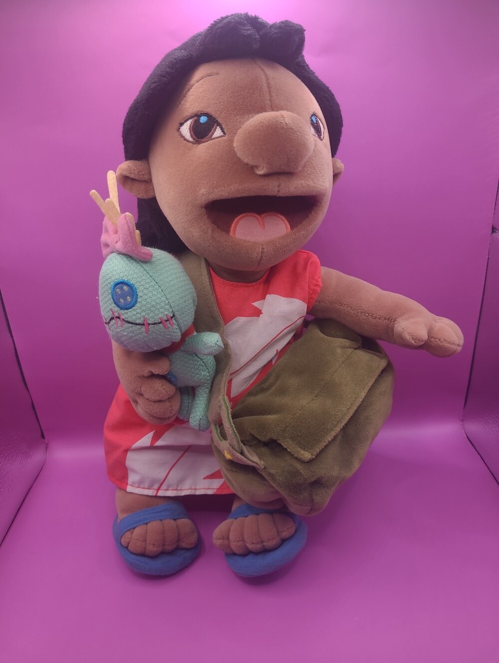 Rare Disney Store Lilo with Scrump Doll and Stuffed Bag Camera Brush 12" RARE